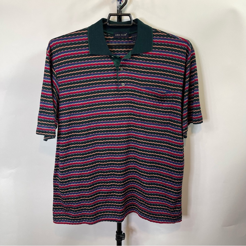 Vira Club Sport Multicolor Wavy Striped Shirt Size Large Men’s